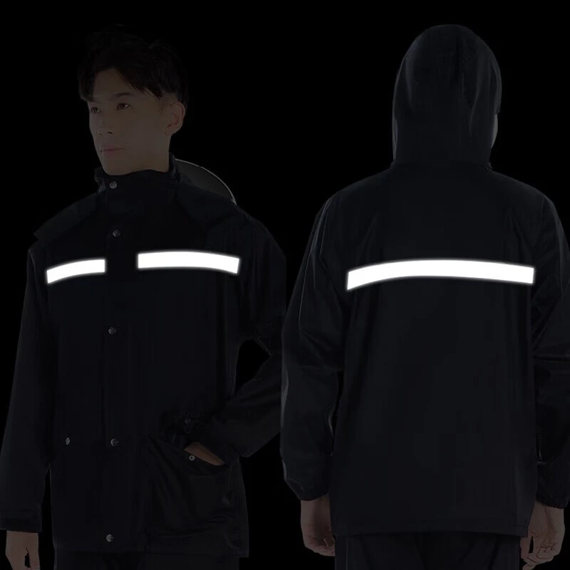 ชุดเสื้อคลุมและกางเกงกันฝน ชุดกันน้ำสำหรับผู้ชายและผู้หญิง thumbnail 6