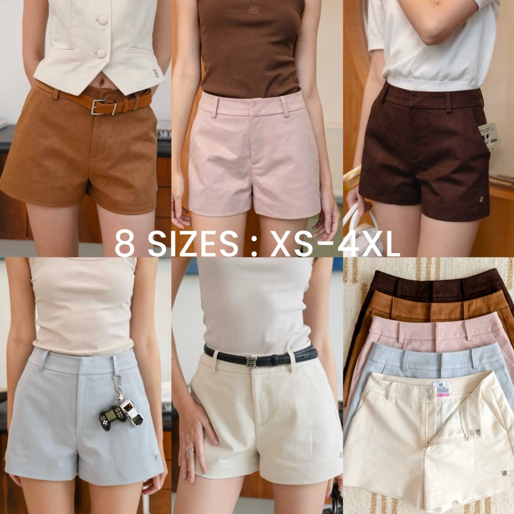 CHUUCHOP - (XS-4XL) Noah suede short กางเกงขาสั้นหนังกลับ(C8390)