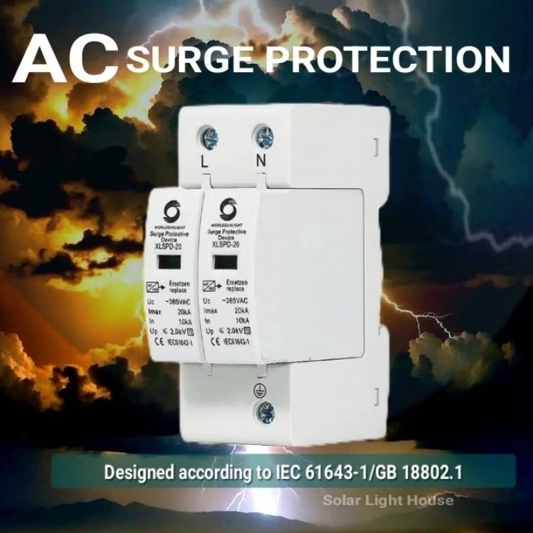 อุปกรณ์ป้องกันฟ้าผ่า SPD 385V AC 2P Surge Protection Device (TUV,CE, ukca, CB,IEC,RoHS,REACH,CQC )
