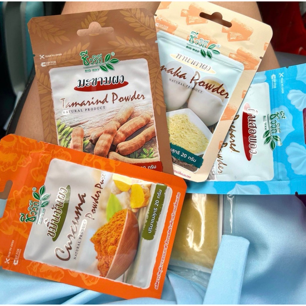 ชีววิถี ผงพอกหน้า 4 สูตร ทนาคา ดินสอพอง มะขาม ขมิ้นชันผง ขนาด 20กรัม [ลดความมัน กระชับรูขุมขน]