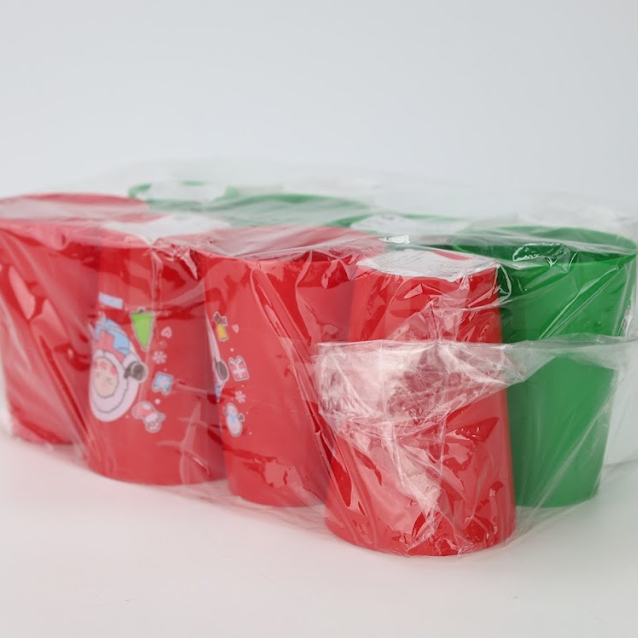 3 ใบ Eskimo แก้วน้ำพลาสติก แก้วน้ำคริสต์มาส สำหรับใช้ดื่มน้ำ ลาย Eskimo New Year ใช้ในงานปาร์ตี้