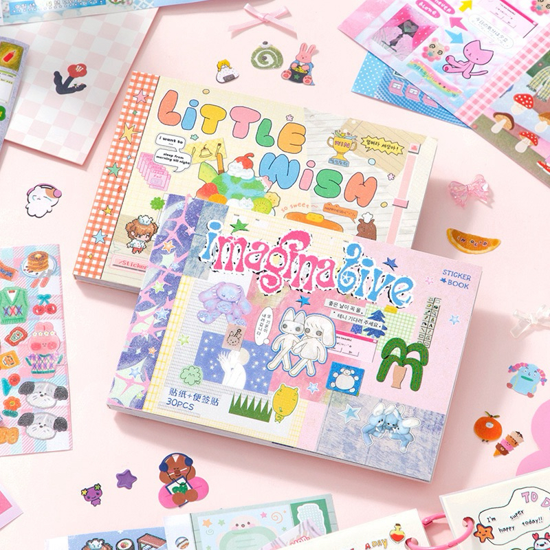 💥จัดส่งไว💥(354)สมุดสติกเกอร์และกระดาษบันทึก30แผ่น