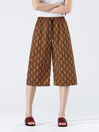 SH101 HOME กางเกงขาสั้นลายไทย ผ้าหนังไก่ เป็นเอวยางยืด เอวกา…