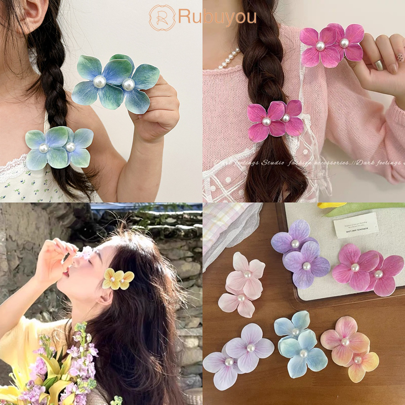 Rubuyou กิ๊บหนีบผม รูปผีเสื้อดอกไม้ ประดับไข่มุก คลิปด้านข้าง หน้าม้า กิ๊ฟติดผม เกาหลี หวาน วันหยุดพักผ่อน/ริมทะเล-COD
