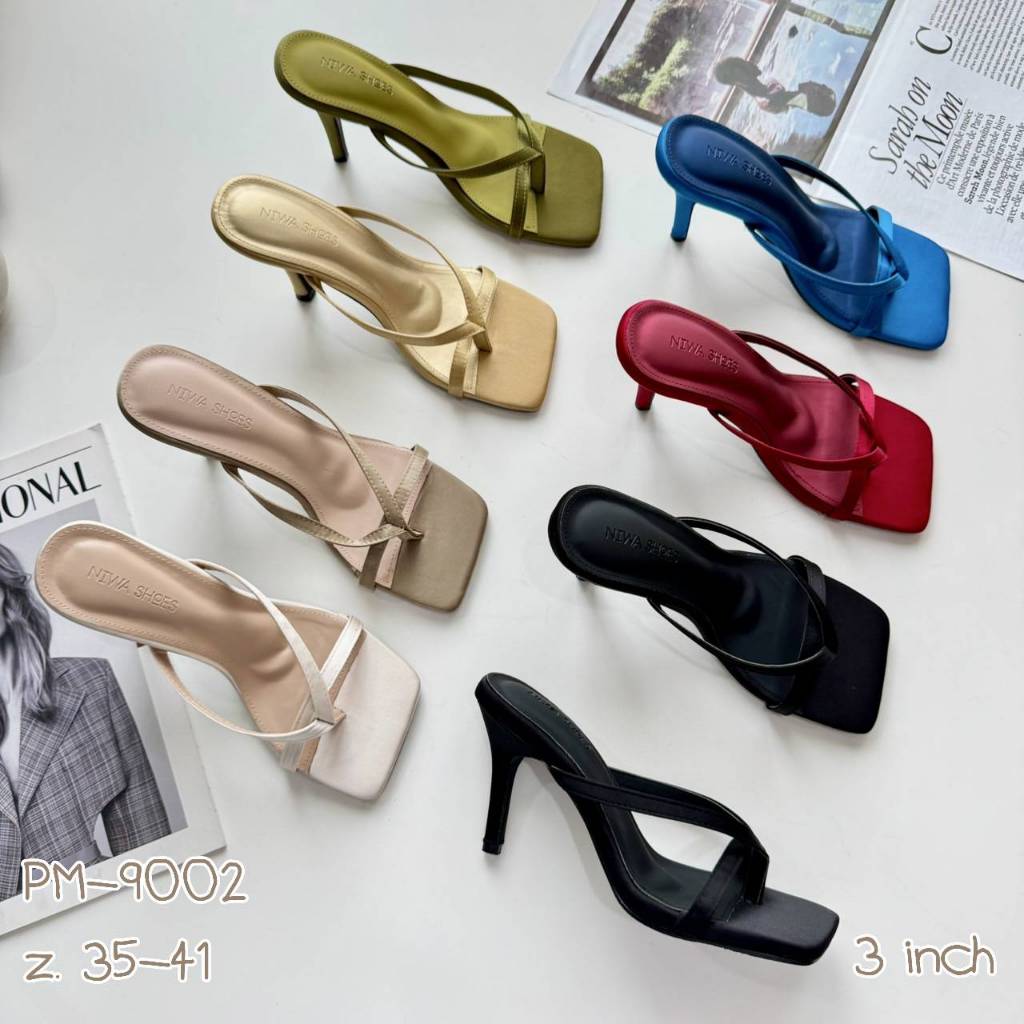 Niwa shoes รองเท้า แฟชั่น ส้นสูง 3 นิ้ว เเป็นงานผ้า นิ่ม ใสสบาย รุ่น PM-9002 เช็คสินค้าก่อนสั่งนะคะ