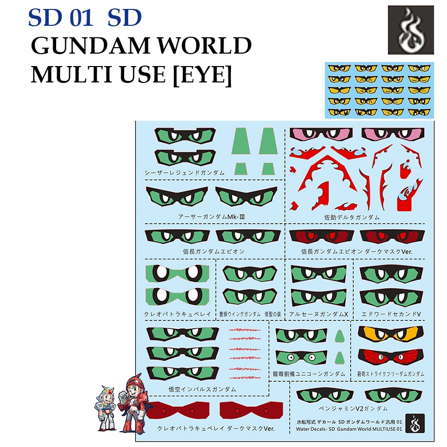 [COPY GHOST]  SD01 SD GUNDAM WORLD MULTI USE EYE [White Fluorescent] WATER SLIDE DECAL