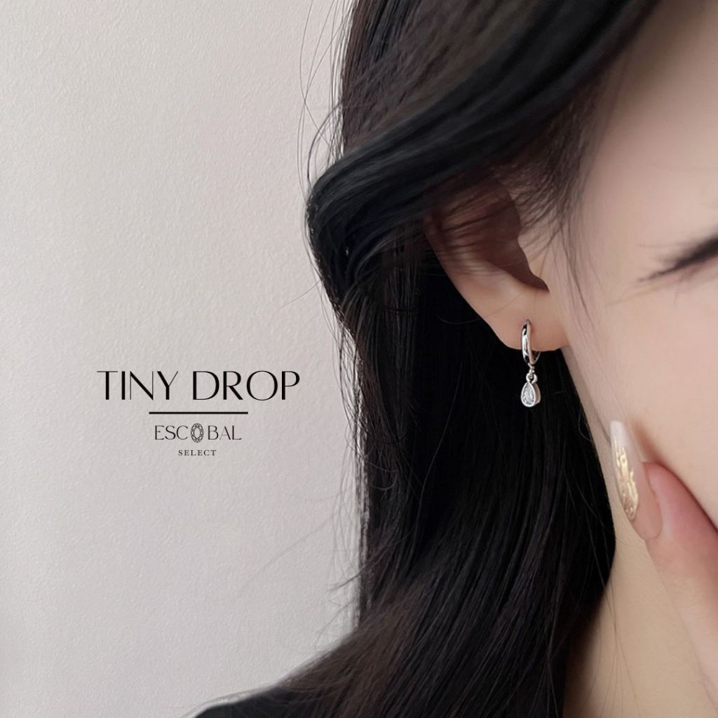 ESCOBAL ต่างหูเงินแท้ Tiny Drop ต่างหูเพชร ต่างหูแฟชั่น ต่างหูเงิน ต่างหูผู้หญิง ต่างหูจี้ วาเลนไทน์