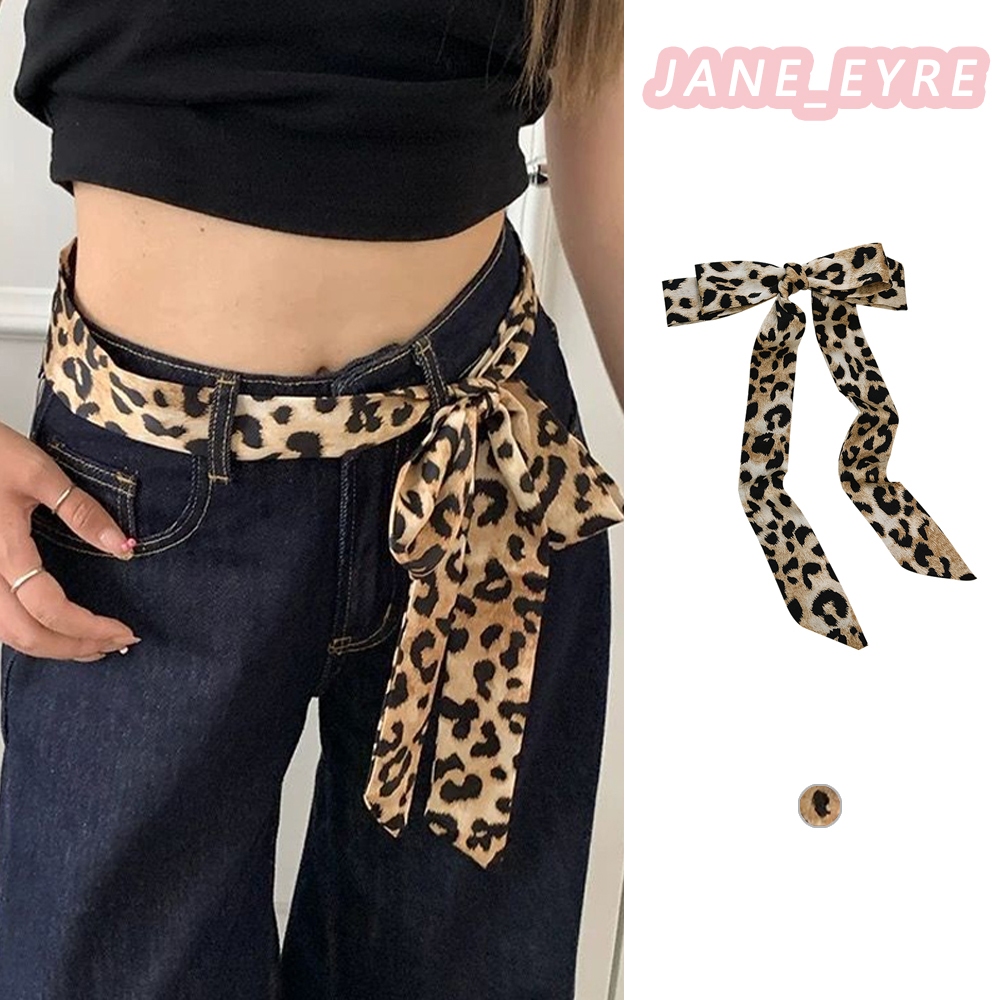 ✨การจัดส่งที่รวดเร็ว✨ Retro Leopard พิมพ์เข็มขัดผู้หญิงอเนกประสงค์ INS เข็มขัดสไตล์อเมริกันสไตล์สาวร้อนผ้าพันคอ JN