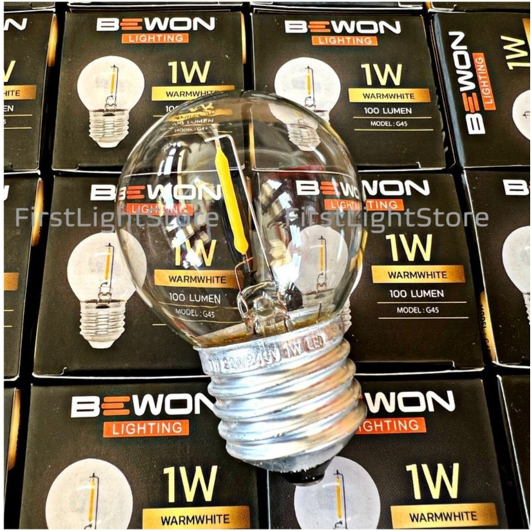 BEWON หลอดไฟวินเทจ LED Vintage 1W ขั้ว E27 หลอดไฟLED ทรงปิงปอง แสงเหลือง Warm white