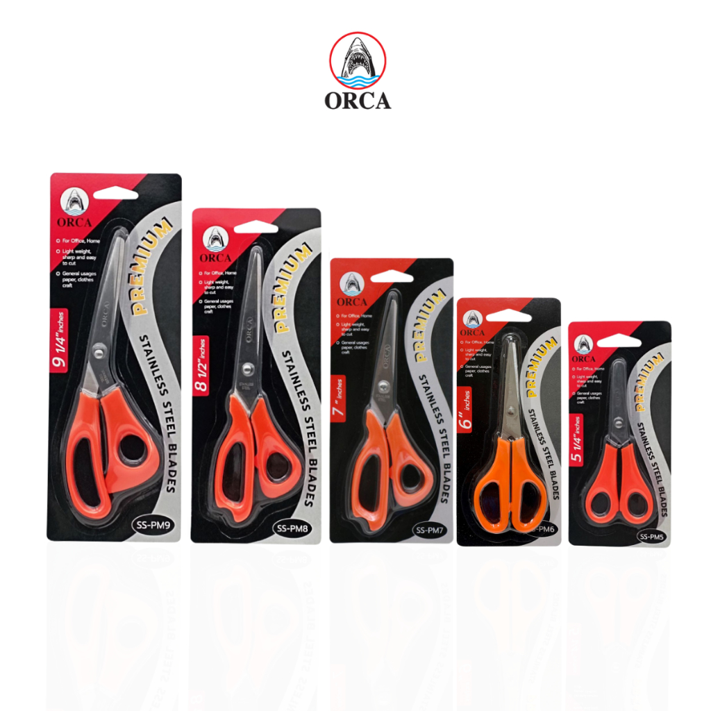กรรไกรสแตนเลส กรรไกร 5นิ้ว 6นิ้ว 7นิ้ว 8นิ้ว 9นิ้ว 10นิ้ว ครบไซส์Orca / ชิ้น
