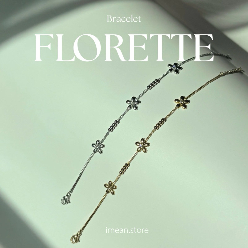 imean.store -  Florette bracelet | ข้อมือจี้ดอกไม้ประดับเพชรจิ๋ว