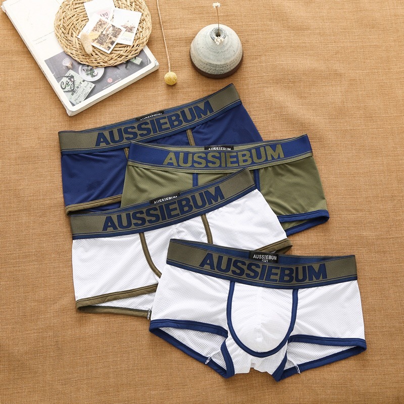🔥มาใหม่🔥กางเกงในชาย AUSSIEBUM ทรงTrunk ผ้สตาข่าย เสื้อผ้านิ่ม ใส่สบาย