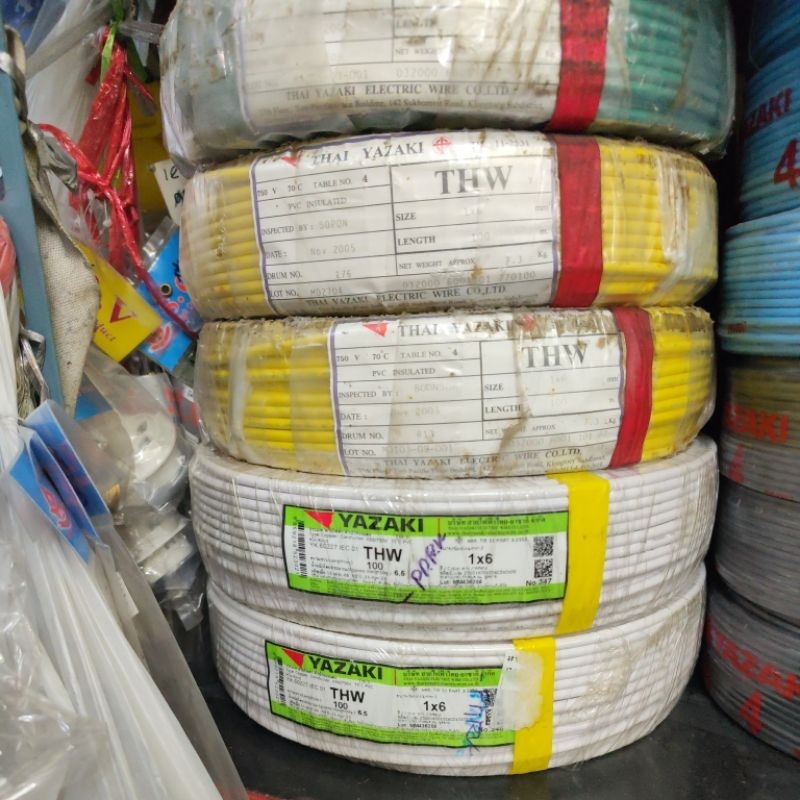 (100 เมตร) สายไฟ THW ไทยยาซากิ 1X6 THAI YAZAKI ยาว 100 เมตร