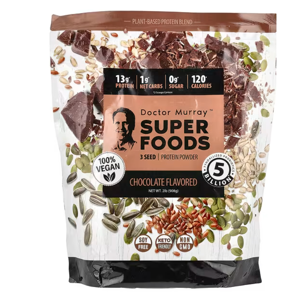 Dr. Murray's, Super Foods, 3 Seed Protein Powder, Pumpkin + Flax + Sunflower, Chocolate, 2 lb (908 g