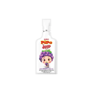 ปีโป้ จุ๊ป เยลลี่ผสมน้ำผลไม้15% ฉีกแล้วดูด 90กรัม ตรา ยูโร่ แช่เย็น 6 ถุง รส สตรอเบอร์รี่ องุ่น