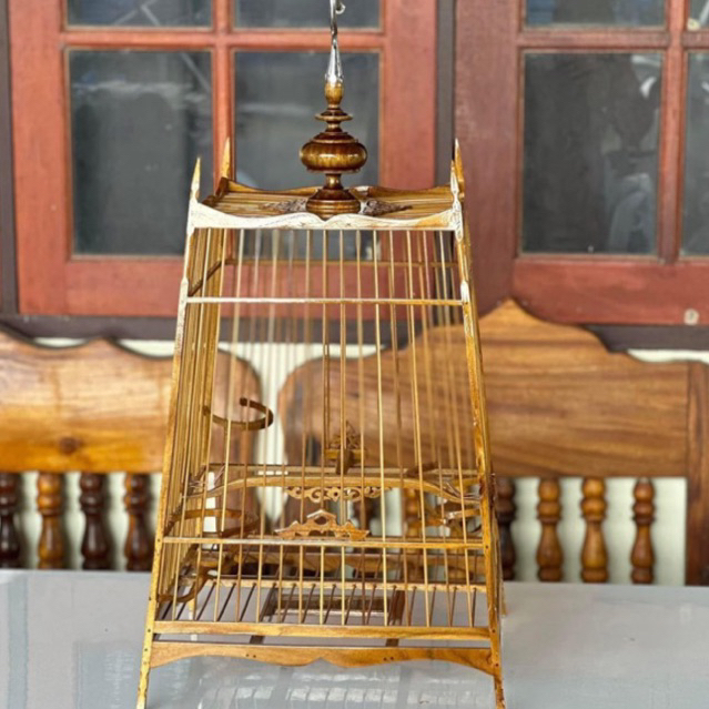 กรงนก15ซี่ไม้สัก ผ่าวาน+หัวตะขอเลส