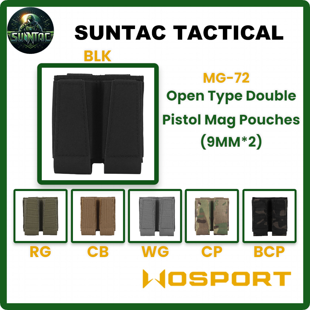 Wosport ซองแม็ก| Open Type Double Pistol Mag Pouches(9MM*2) | MG-72
