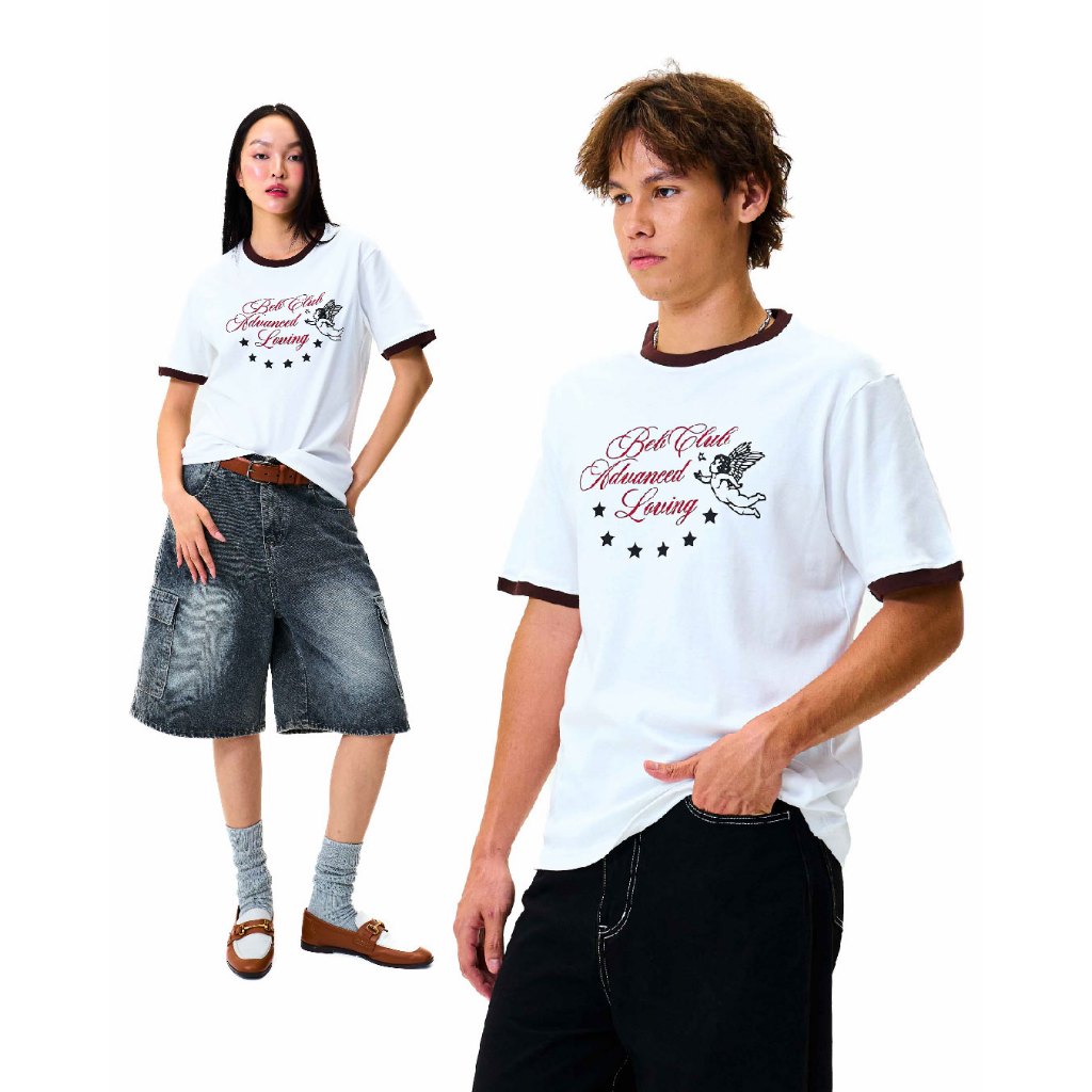 BEB CLUB “ADVANCED CUPID” RINGER TEE  เสื้อยืดสีขาวแขนน้ำตาลเบ็บคลับ
