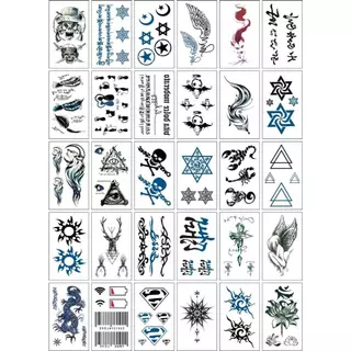 แทททู (รวมลาย) ใช้น้ำสำหรับติดบนผิว ขนาด6*10ซม 1ชุดมี30แผ่น