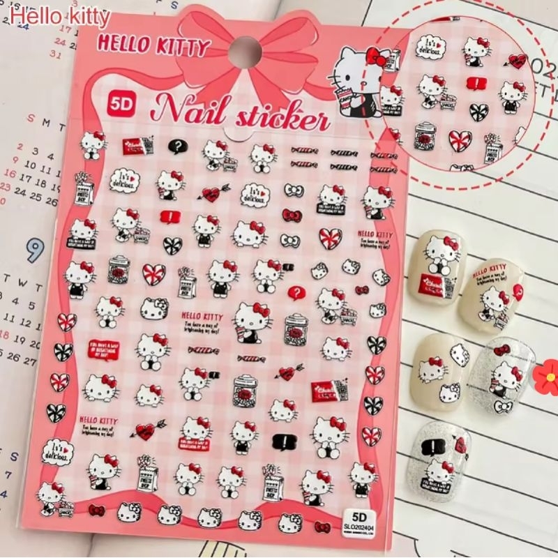 สติ๊กเกอร์ จิ๋ว nail 5D สติ๊กเกอร์ติดเล็บ ติด Iphone17 สามมิตินูน คุโรมิ คิตตี้ เจ้าหญิง ติดเล็บการ์ตูน อุปกรณ์แต่งเล็บ