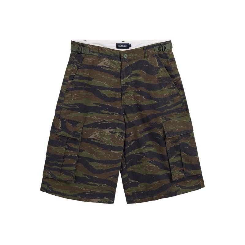CARNIVAL FW24 TIGER CAMO SHORTS GREEN