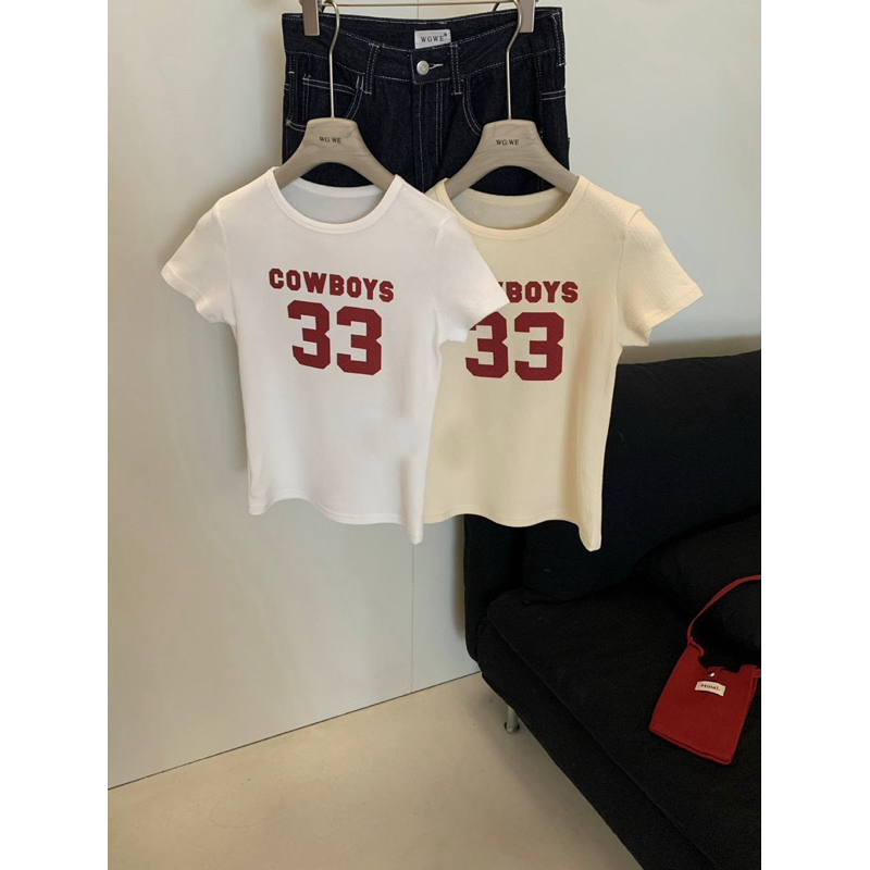 WGWE เสื้อยืด COWBOYS 33 T-SHIRT (white/ cream)