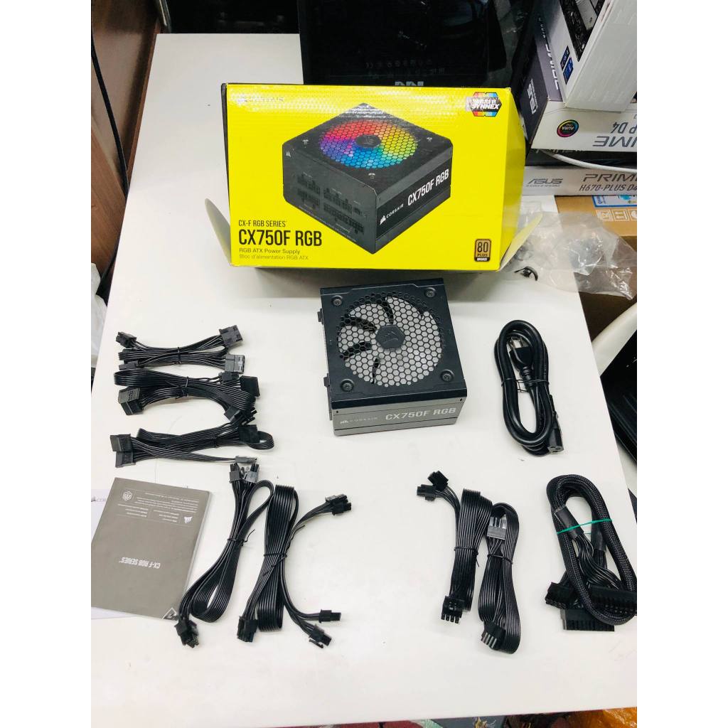 POWER SUPPLY (อุปกรณ์จ่ายไฟ) CORSAIR CX750F RGB - 750W 80 PLUS BRONZE ครบกล่อง ประกันเหลือ สายครบ