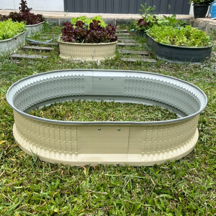 [สีครีม]กระถางเมทัลชีทปลูกผัก ขนาดกว้าง65cmxยาว90cm ปลูกดอกไม้ต้นไม้