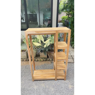 ราวผ้ากล่อง+ชั้น ไม้สักแท้ ขนาดลึก40 ยาว 100 สูง150cm. มีชั้นวางของ4ชั้น