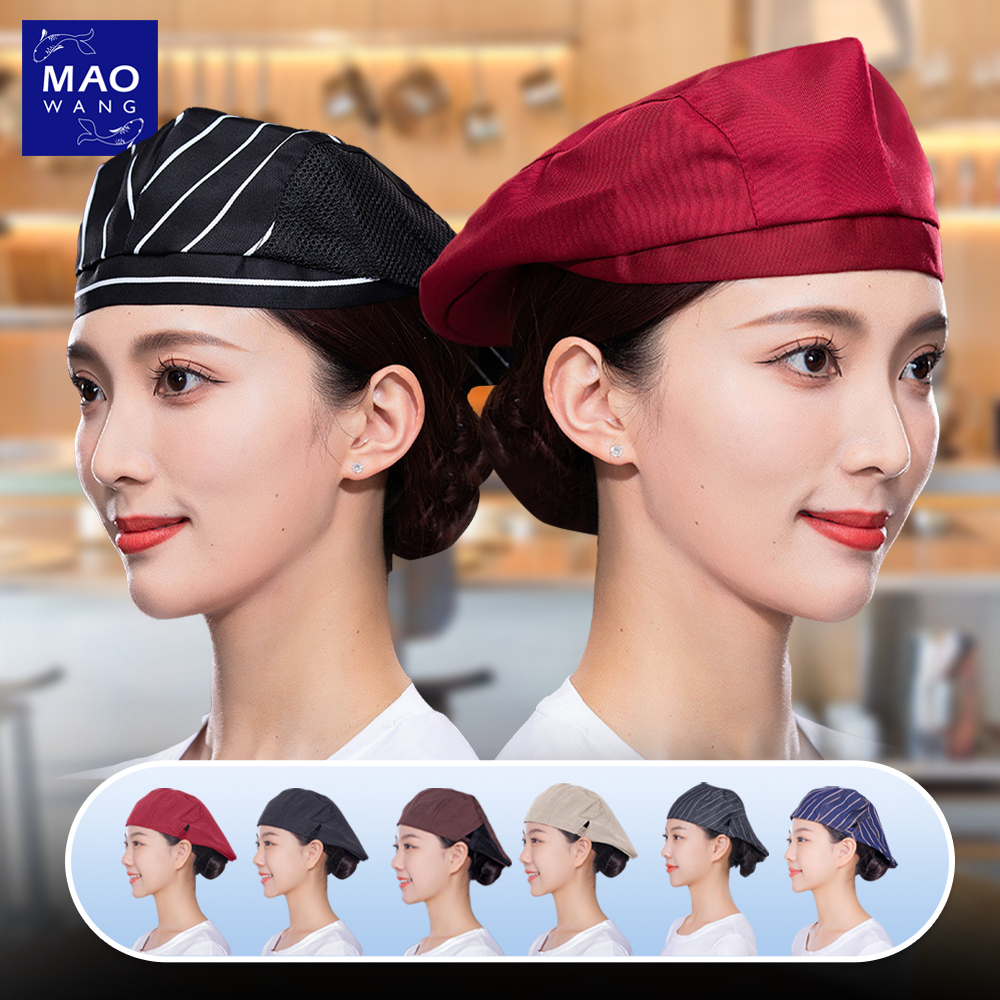 หมวกทำครัว หมวกเชฟ หมวกเบเร่ต์ ใส่ได้ทั้งชายและหญิง ดีไซน์สวย ระบายอากาศได้ดี หมวกเชฟร้านอาหาร