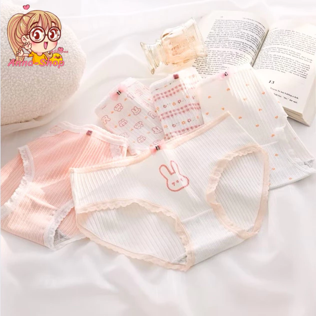 Anna shop กางเกงใน สไตล์เกาหลี เอวกลาง แฟชั่นน่ารัก ผ้านิ่ม พร้อมส่ง CS048