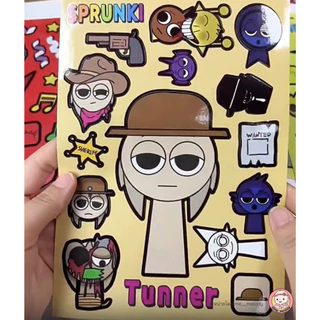 สติ๊กเกอร์แต่งตัวตุ๊กตา Sprunki Incredibox 8แผ่น เสริมสร้างจินตนาการ ของเล่นศิลปะ