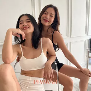 (ขายดี!!) Please me crop bra ครอปบรา สายเดี่ยว สี Basic สปอร์ตไร้โครง มีฟองน้ำ - PIMWAAR