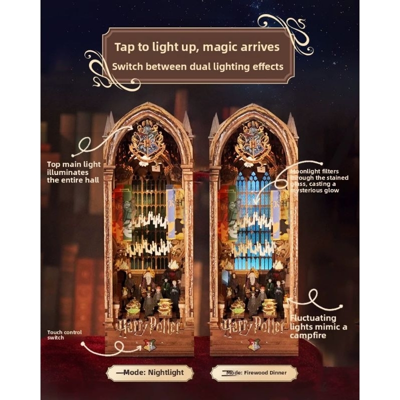 Harry Potter Wooden Puzzle DIY Book Nook Kit (ลิขสิทธิ์แท้) แฮร์รี่พอตเตอร์ ที่กั้นหนังสือ ฮอกวอตส์ ของสะสม ของแต่งบ้าน