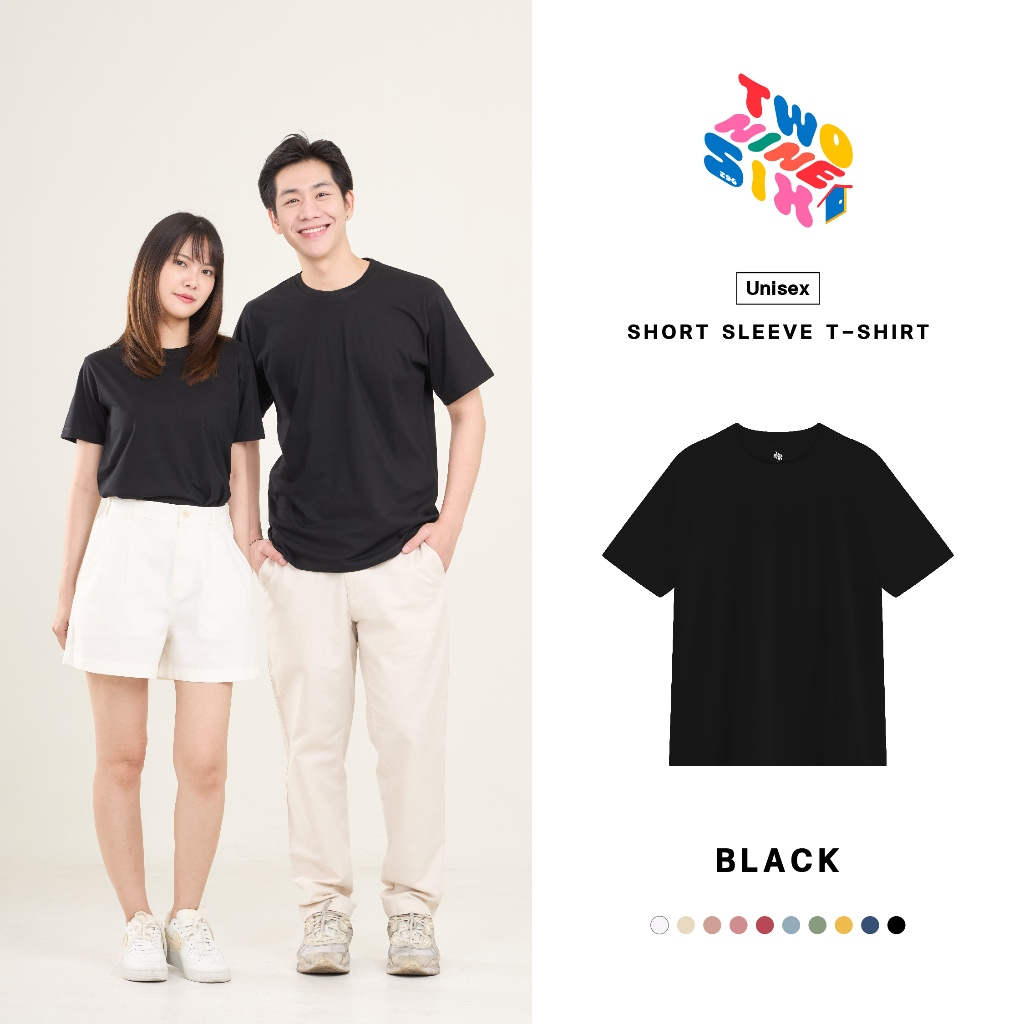 Two Nine Six เสื้อยืดคอกลม สีพื้น แขนสั้น เนื้อผ้านุ่ม Cotton 100_สีดำ
