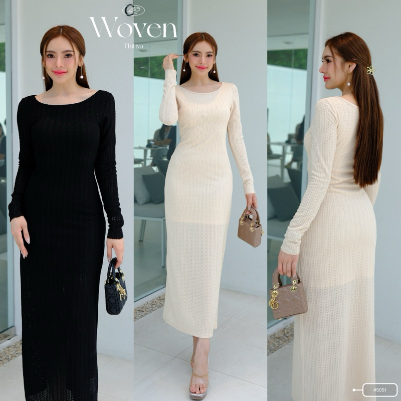 𝑻𝒉𝒊𝒕𝒊𝒚𝒂 Dress เดรสแขนยาวผ้าถักทอโปร่งเนื้อนิ่ม มีซับในช่วงตัวเป็นเดรสสั้น (แขนยาวไม่มีซับใน) เดรสใส่แล้วจะเป็นสองเลเยอร์