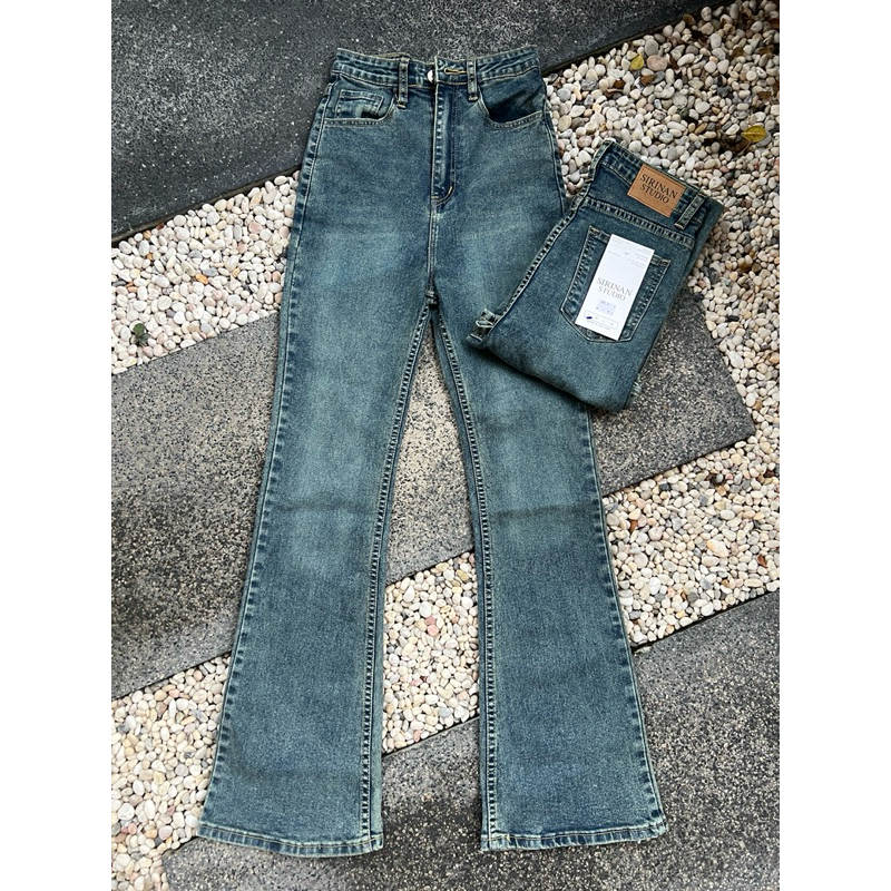 ยีนส์Sirinan ขาม้าสโนว์ฟอก “ผ้ายืด” เอวสูงเก็บพุง (ป้ายSIRINAN STUDIO)