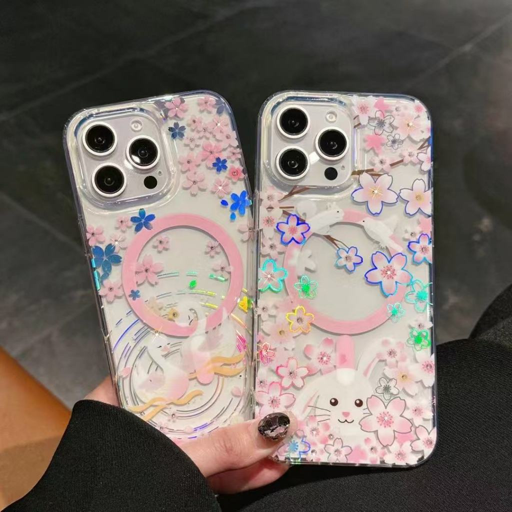 สวยงาม สีดอกไม้ มีแม่เหล็กชาร์จ สำหรับ Iphone 18 pro/18 pro max/17/17Air/17pro/17promax/16/16pro/16promax/15/14/13
