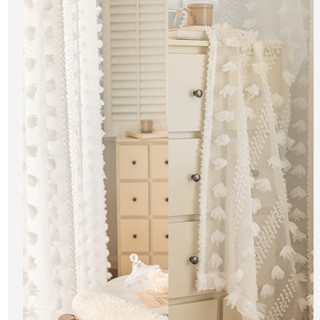 【เกล็ดหิมะสามมิติ】สีขาวผ้าม่านโปร่งแสงด้ (ลินินทัช)  ผ้าม่าน…