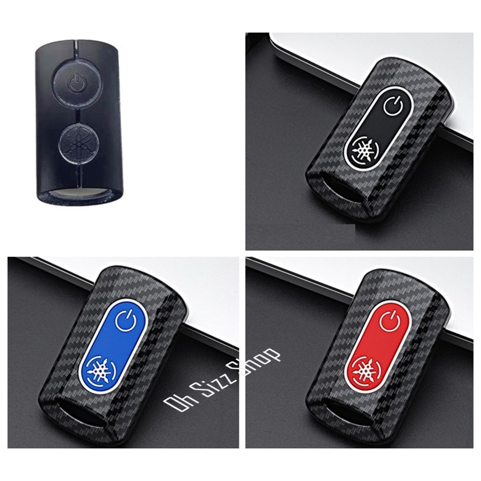 เคสรีโมทรถมอเตอร์ไซต์ Yamaha XMAX  2 ปุ่ม  ลายเคฟล่า 2021  (ABS Key Cover with Colorful Silicone Push button Guard) - รูปที่ 3