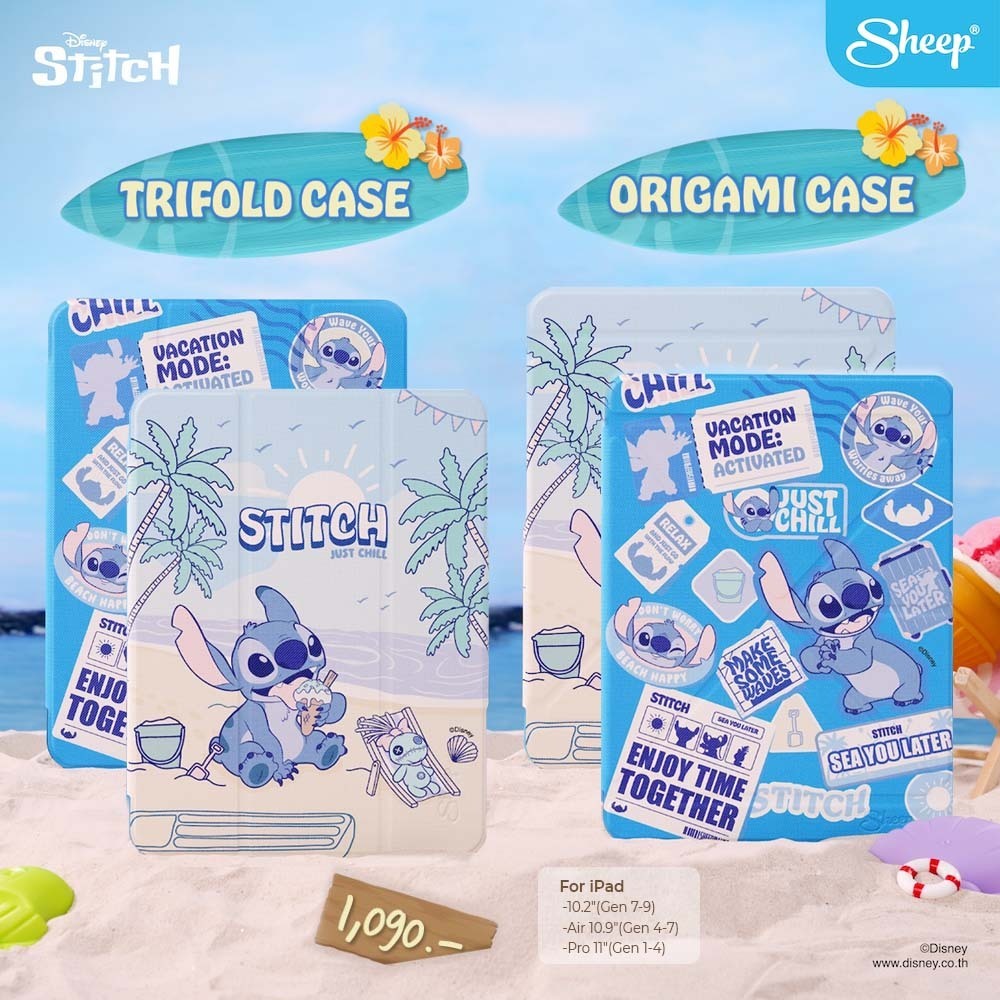[Origami/Trifold Stitch]Disney Stitch Collectionเคสสำหรับไอแพด เคสกันกระแทกCase For iPadเคสไม่ดันฟิล์ม ตั้งแนวตั้งแนวนอน