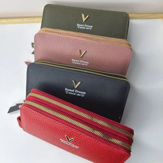 กระเป๋าสตางค์ กระเป๋าสตางค์ใบยาวซิบคู่ โลโก้ v (GC-001)