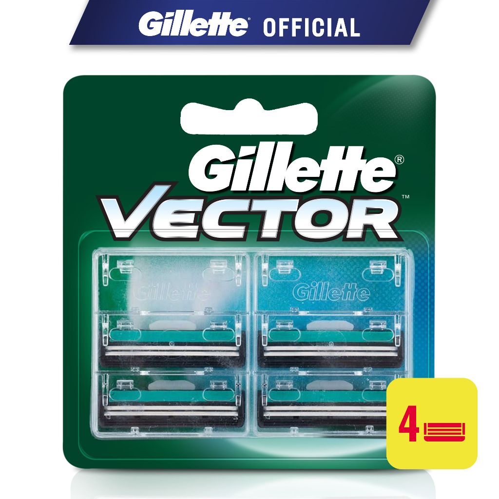 ยิลเลตต์ เวคเตอร์  ใบมีดโกน แพ็ค 4 ชิ้น Gillette Vector Blade 4 Cartridges Refills