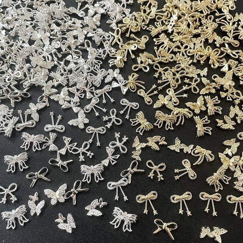 อะไหล่ผีเสื้อ-โบว์ สีเงิน ทอง คละ แพ็ค 10 ตัว/ห่อ สินค้าพร้อมส่ง