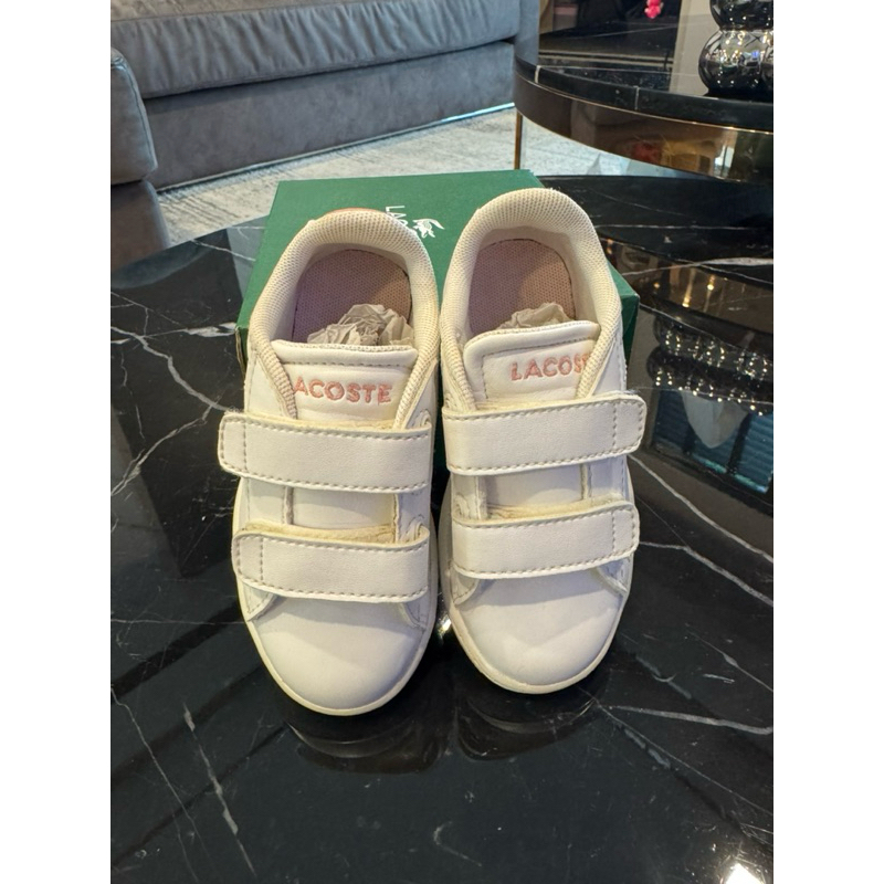 รองเท้าเด็ก LACOSTE สีขาว/ชมพู ของแท้100% (มือ2 สภาพดีมาก)