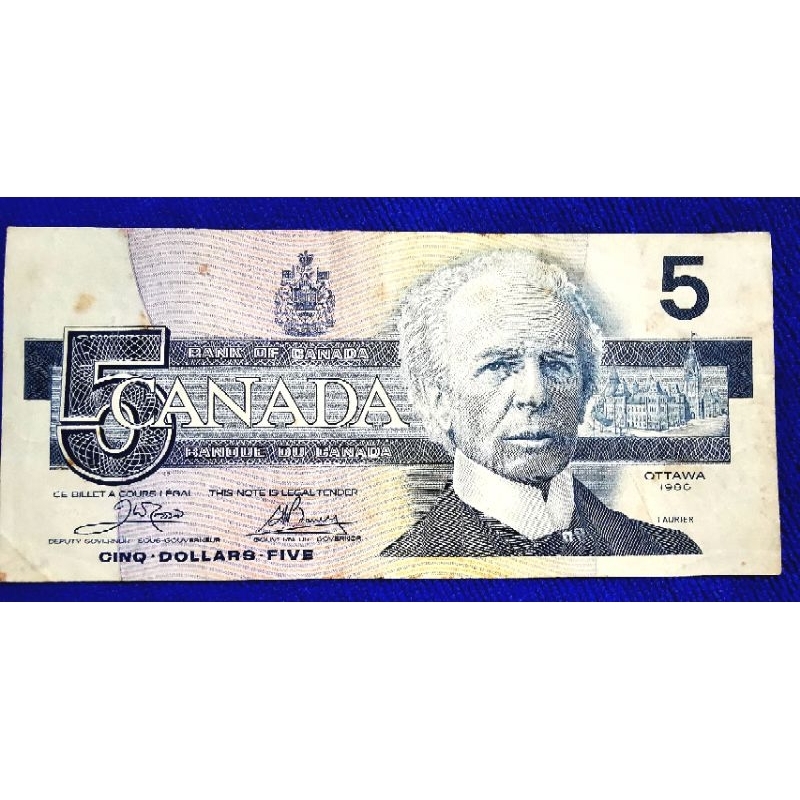 แบงก์​ แคนาดา​ Canada, 5 Dollars, (รุ่นเก่า), ใช้แล้ว, B478
