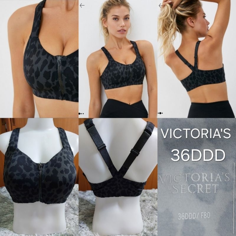 #สปอร์ตบรา ลายเสือ บุฟอง+โครง ซิปหน้า#VICTORIA'S SIZE 36DDD