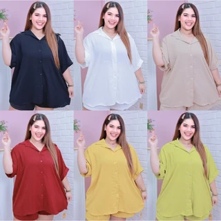 [ ส่งฟรี 🔥 ] A299 เสื้อเชิ้ตแขนค้างคาว เสื้อเชิ้ตสาวอวบ เสื้อเชิ้ตไซส์ใหญ่ โอเวอร์ไซส์ สไตล์เกาหลี ( อก 44-60“ ) ใส่สบาย