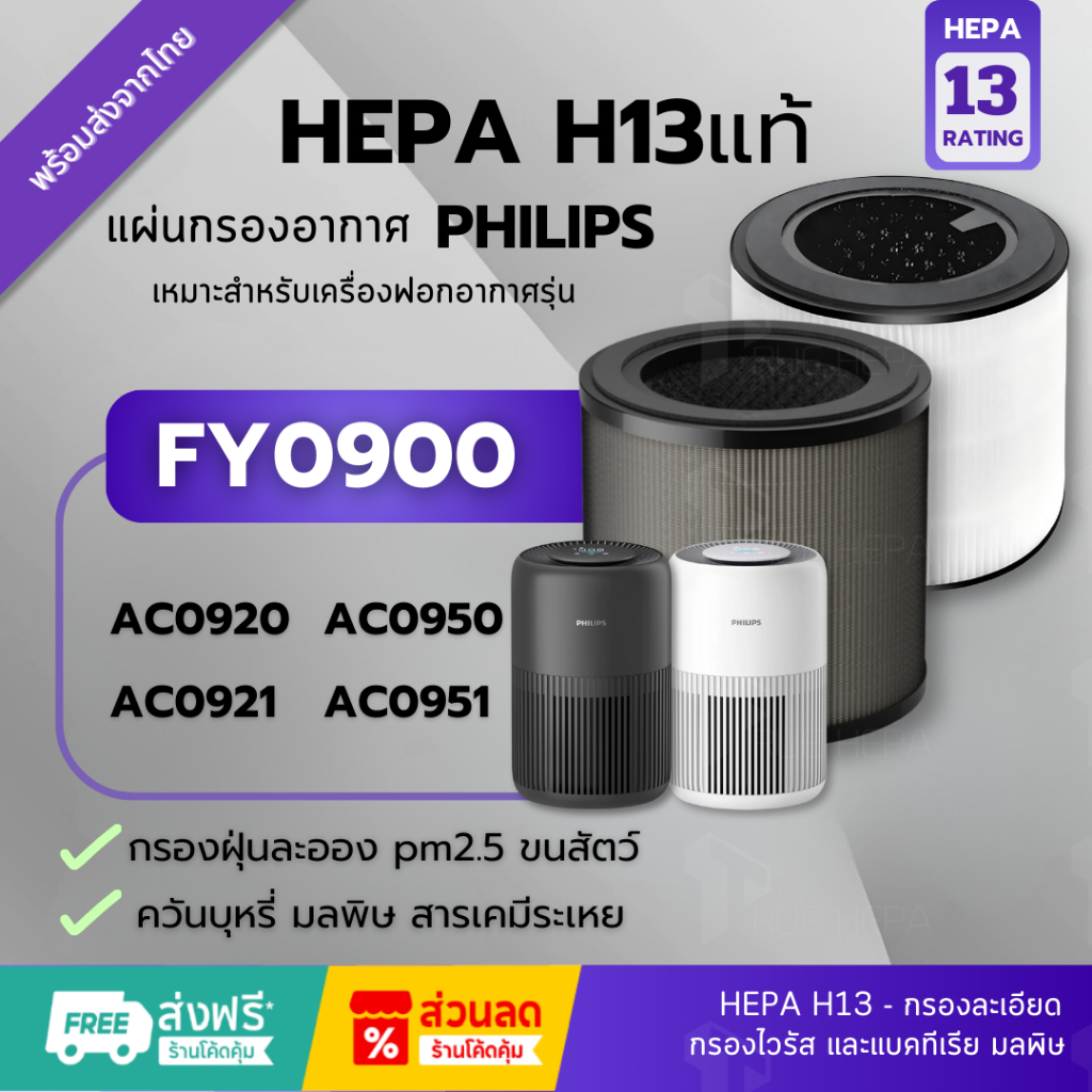 🚀พร้อมส่ง✅ ไส้กรองอากาศ Philips ฟิลิปส์ FY0900 รุ่น AC0920 AC0921 AC0950 AC0951 HEPA H13 Filter FY09