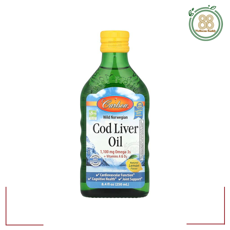 Carlson Labs, Wild Norwegian, Cod Liver Oil, Natural Lemon, 8.4 fl oz (250 ml)